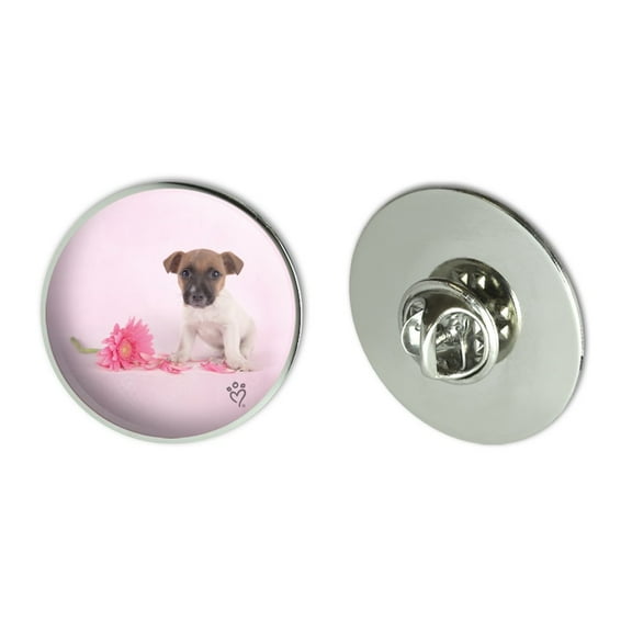 Jack Russell Terrier Puppy Dog Flower Metal 1.1" Tie Tack Hat Lapel Pin Pinback