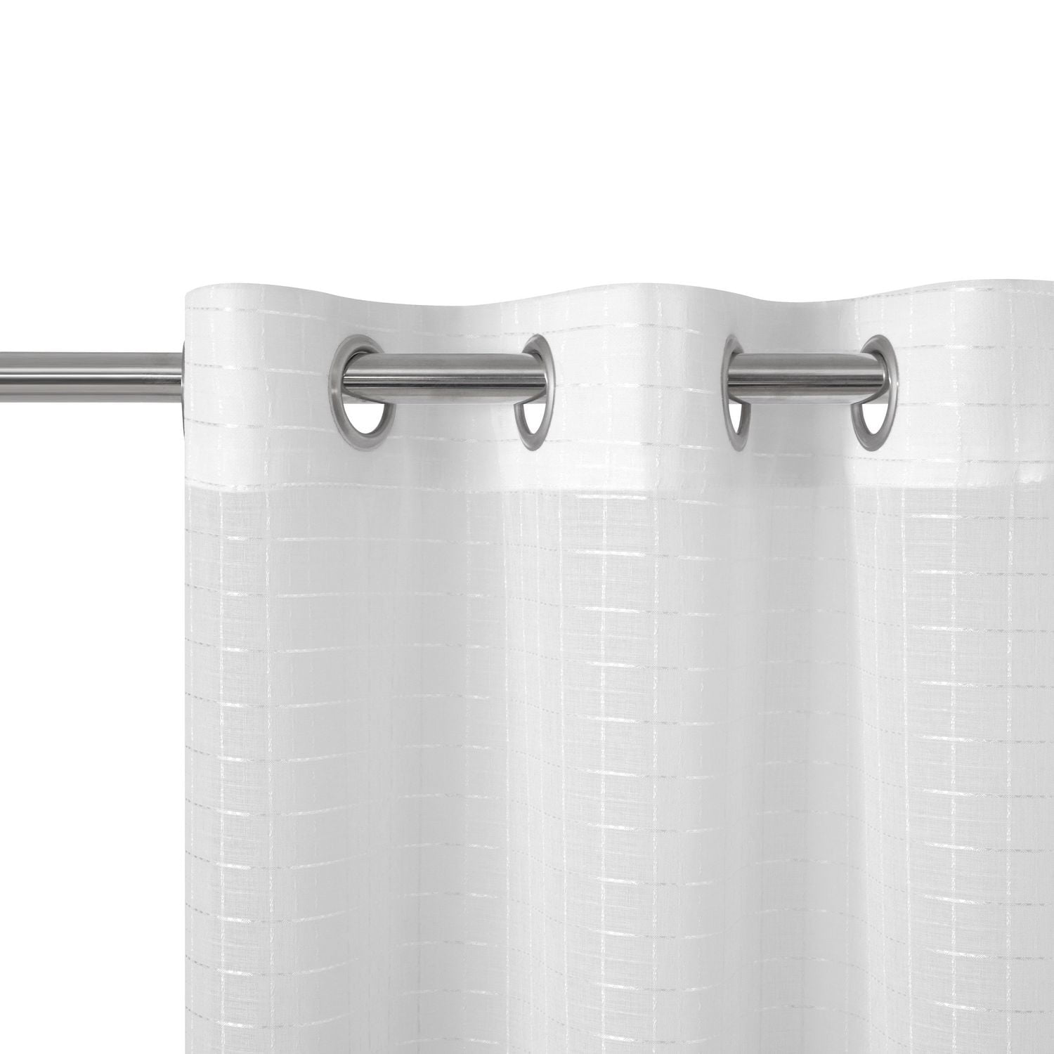 Mainstays Windowpane Sheer Window Curtains Panel Pair, Set of 2, White, 38" W x 84" L