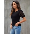 thumbnail image 5 of Womens Short Sleeve Blouse Business Casual Dressy Tops Ribbed Summer Stylish Work Shirts, 5 of 5