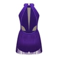 thumbnail image 4 of LiiYii Justaucorps de Danse Jazz Latin Scintillant pour Filles Rumba Samba Salsa Violet 14, 4 of 7