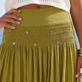 thumbnail image 5 of Lnmiateer Women Summer Beach Boho Long Skirt Linen Fabric Smocked High Waist Layered Flowy A Line Design Shell Star Casual Vacation Daily Wear, 5 of 6