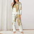 thumbnail image 2 of Salouo World Map 1 Pattern Women's Pajamas Set Long Sleeve Button Down Sleepwear Soft Pj Lounge Sets for women 2 Piece Pjs Set with Long Pants-Medium, 2 of 7
