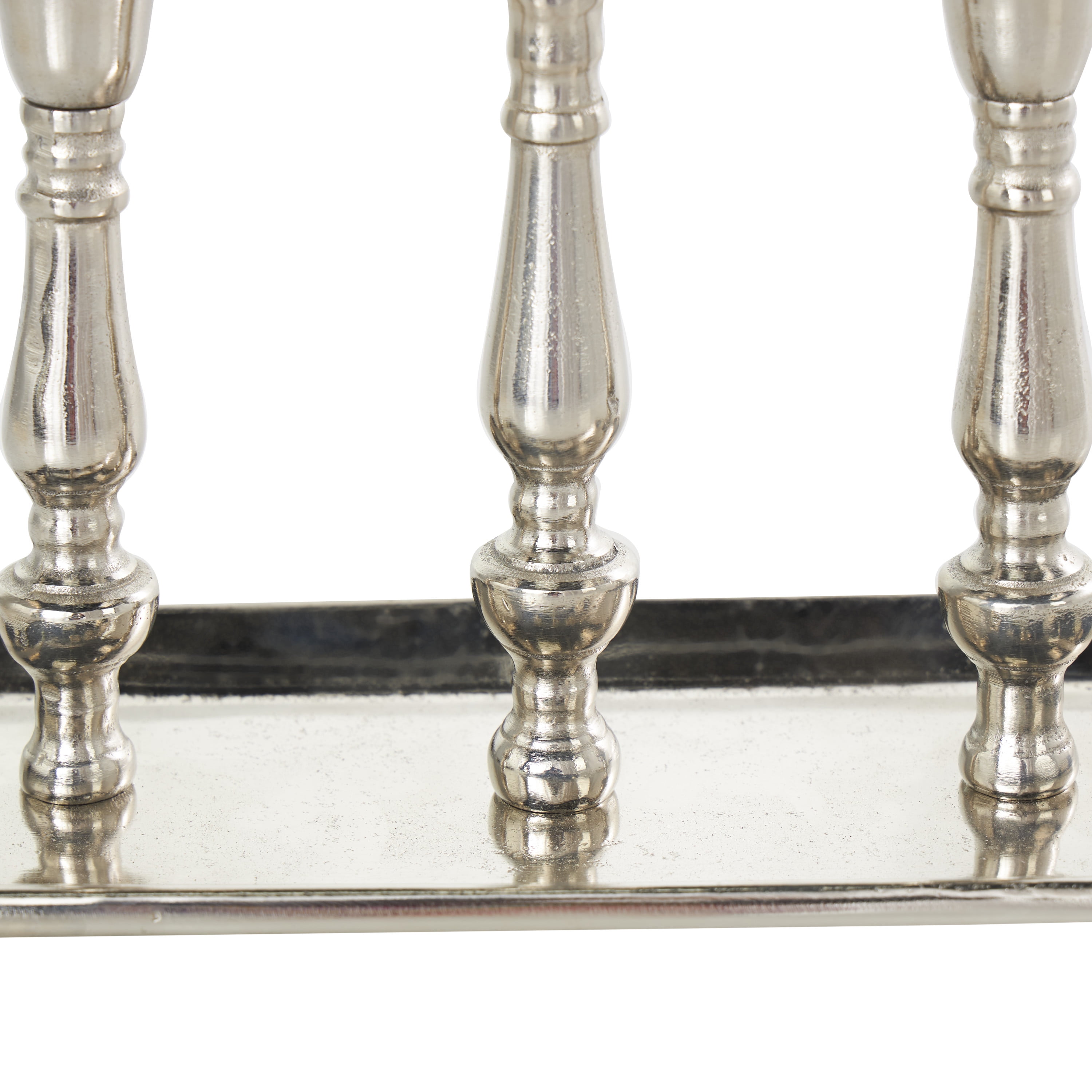 DecMode 3 Holder Silver Aluminum Candelabra with Candle Plate