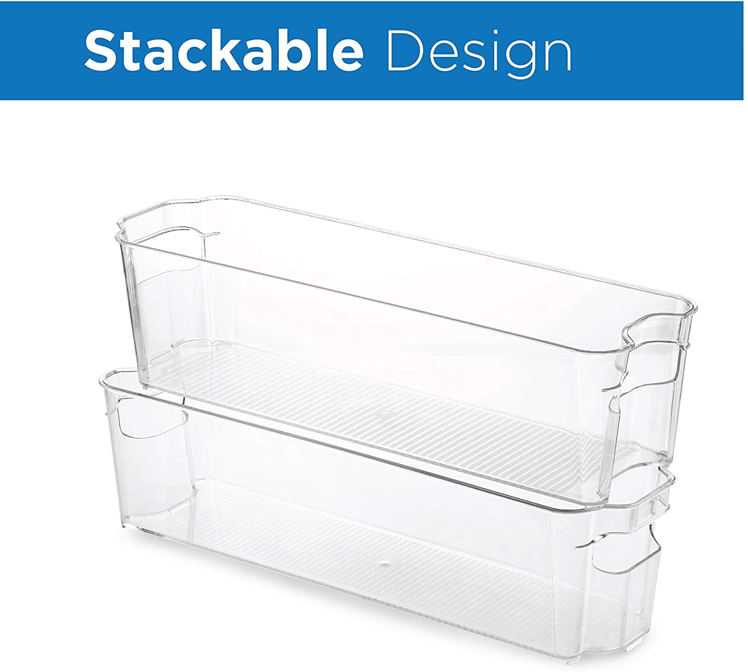 Set Of 8 Refrigerator Pantry Organizer Bins - Clear Food Storage Baskets for Kitchen, Countertops, Cabinets, Fridge, Freezer, Bedrooms, Bathrooms - Stackable Plastic Household Storage Containers
