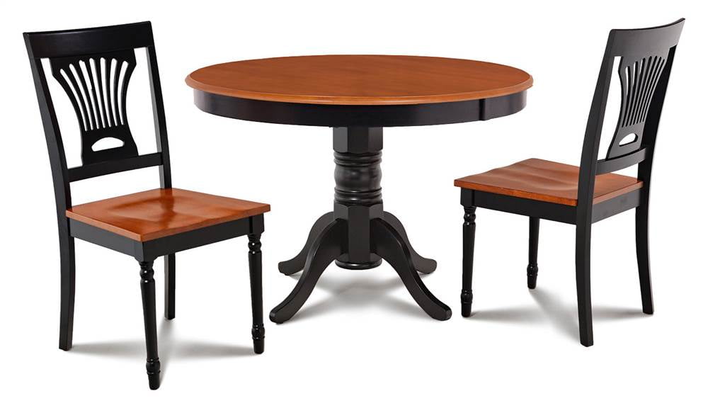 3Pc Small Kitchen Table Set Cherry and Black Finish