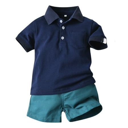 

Teenage Boy Workout Set Boys And Girls Casual Shirt With Lapel Short Sleeve Shorts Solid Color Casual Suit Toddler Winter Clothes Bu1 5-6 Years