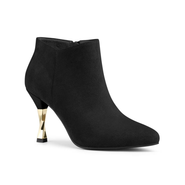 BLISSFUL STEP Bottines à Talons Aiguilles Pointus pour Femmes avec Fermeture Éclair Noir 10