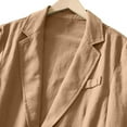 thumbnail image 7 of Evdexr Linen Blazer for Men Big and Tall Button Down Suits Cotton Striped Beach Dress Shirts Summer Long Sleeve Loose Fit Stretch Jackets Camel S, 7 of 7