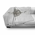 thumbnail image 3 of Maritime Soft Flannel Fleece Throw Blanket, Vintage Nautical Compass Design Retro Windrose with Letters Geography Art, Cozy Plush for Indoor and Outdoor Use, 70" x 90", Taupe and White, by Ambesonne, 3 of 6