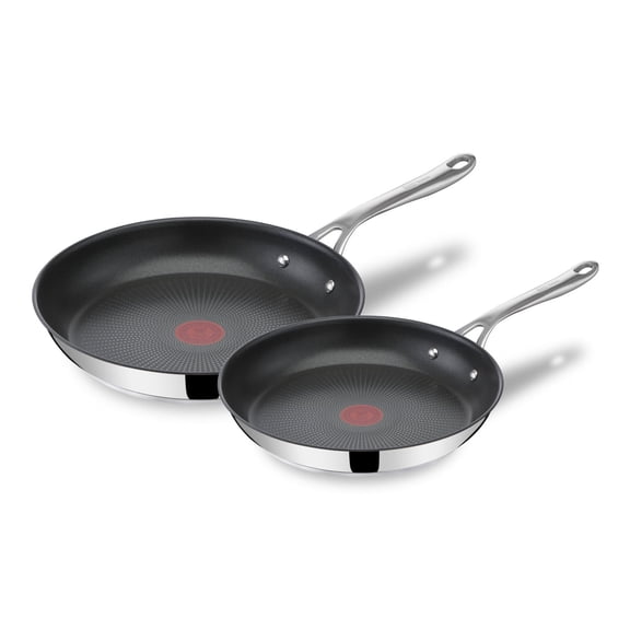 T-fal Cooks Direct Stainless Steel by Jamie Oliver, 9.5 Inch and 11 inch Frypan Set