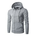 thumbnail image 4 of GrmtClth Hoodies for Men Loose Fit Full Zip Drawstring Hooded Sweatshirt Fall Basic Long Sleeve Pullover Tops Soft Outerwear with Pockets Gray XXXL, 4 of 4