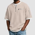 thumbnail image 2 of Akiihool Oversized Tee Men Men's T Shirts Short Sleeve Casual V Neck T-Shirt Soft Notch Neck Tee Classic Plain Shirts(Khaki,XL), 2 of 4