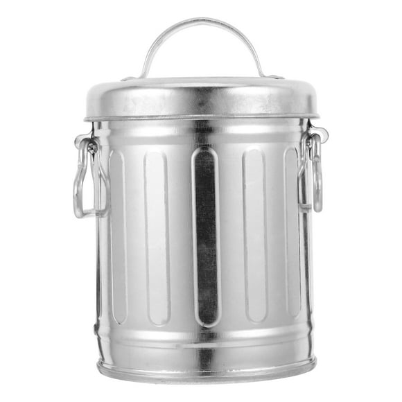 Vintage Galvanized Iron Bucket Ashtray with Lid Mini Iron Desk Wastebasket Small Compact Trash Can for Bedside Home Office Kitchen Desktop
