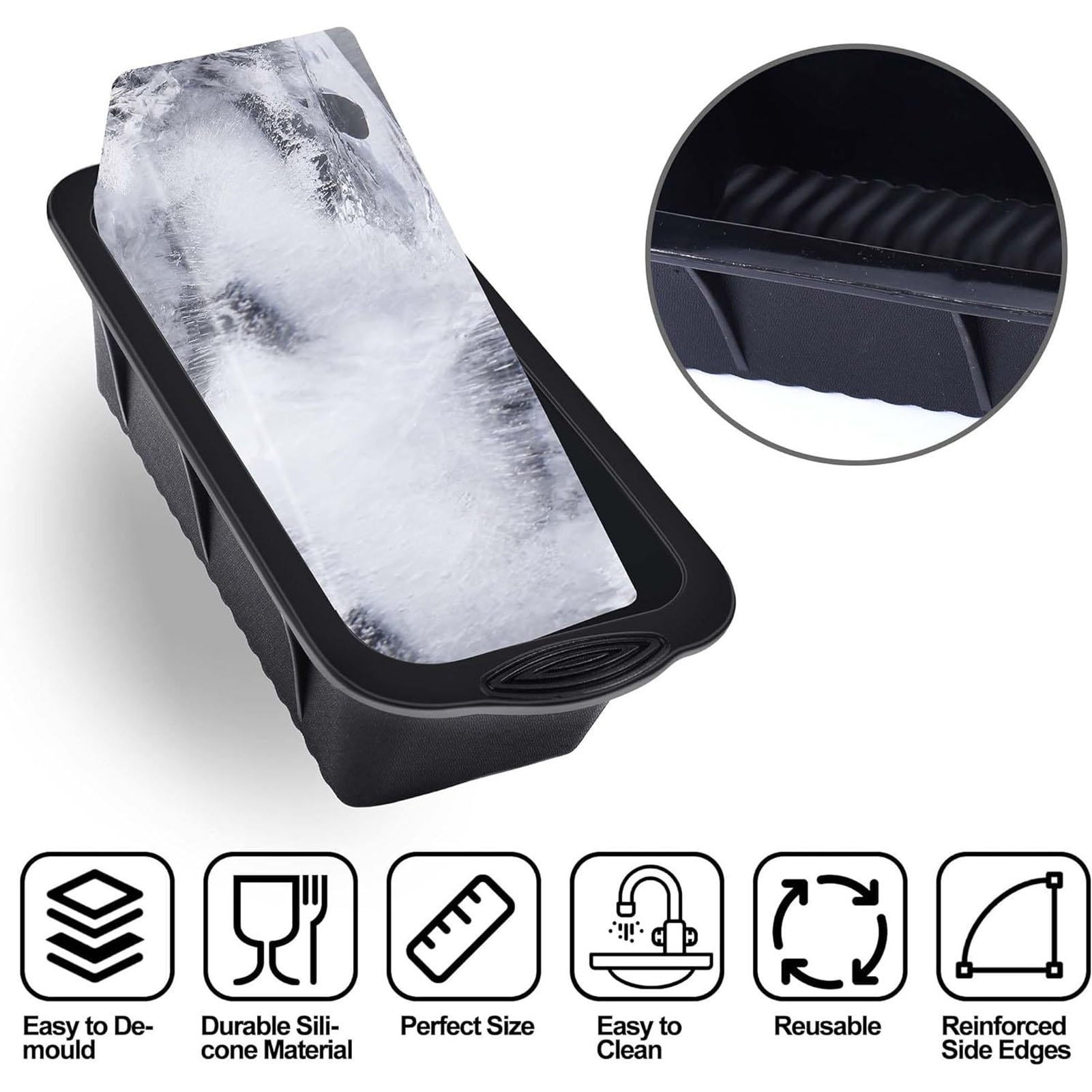 Suodoka 2-Pack Extra Large Silicone Ice Cube Tray – Large, Easy‑Release, Dishwasher Safe – Ideal for Drinks, Ice Baths & Chillers