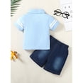 thumbnail image 6 of CARETOO Toddler Boy Clothes 2T 3T 4T 5T Summer Casual Cotton Fabric Polo Shirt Denim Shorts Set, 6 of 9