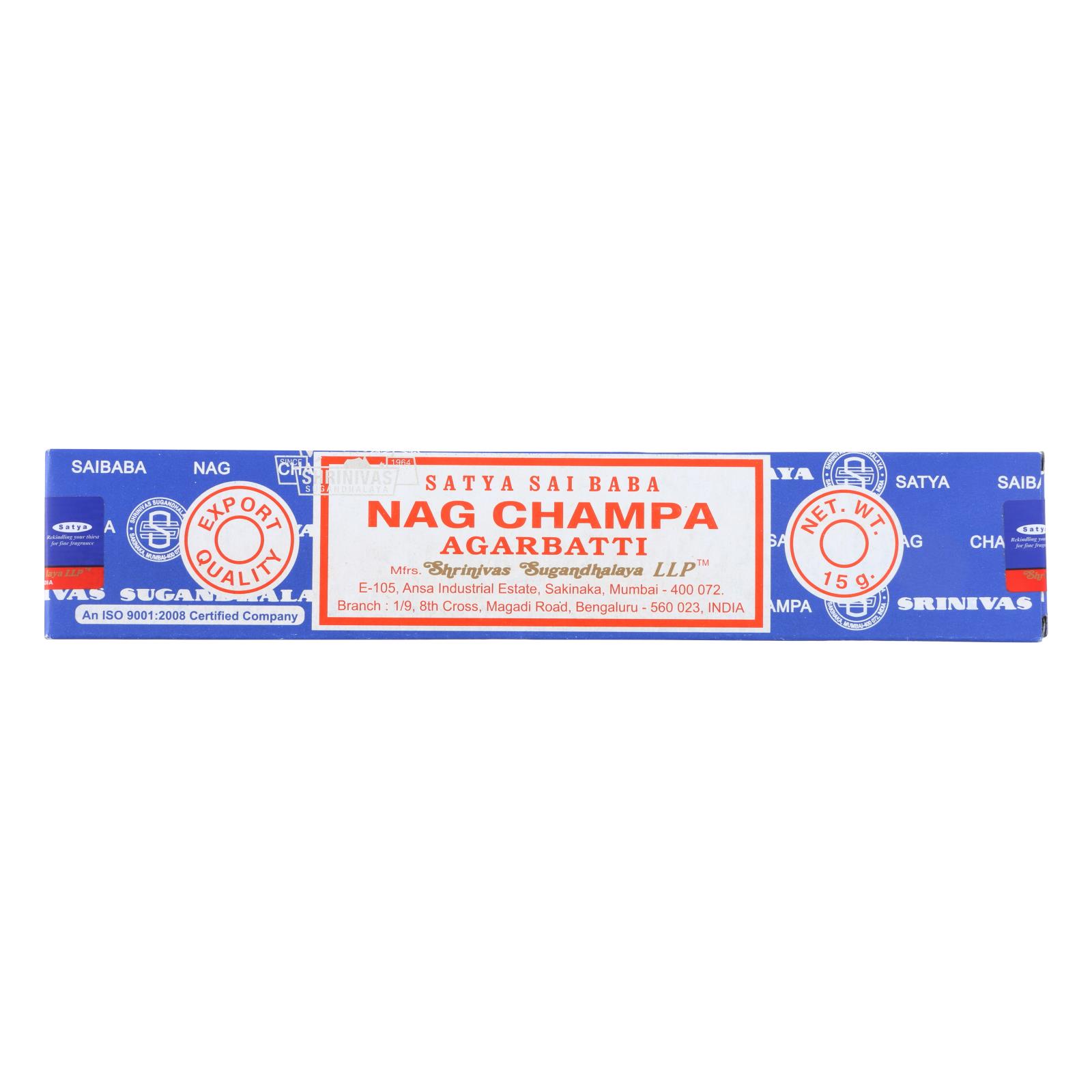 Sai Baba Satya Nag Champa Agarbatti Incense 10 Sticks Pack of 4