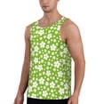 thumbnail image 2 of Fotbe Green White Flowers Pattern Men's Quick Dry Workout Tank Top Gym Muscle Tee Fitness Bodybuilding Sleeveless T Shirt Breathable Workout Shirt-Large, 2 of 9