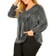thumbnail image 3 of Blusa de fiesta metálica brillante de manga larga con brillo para mujer de tallas grandes Agnes Orinda 4X plateada, 3 of 8