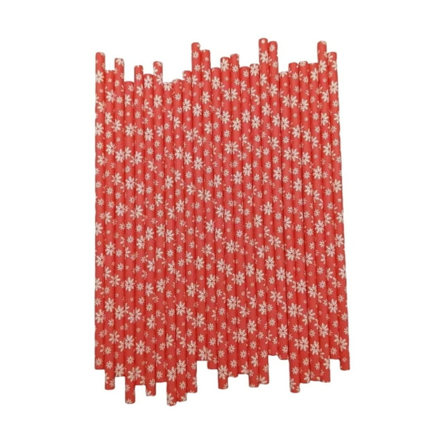 TIMIFIS A Pipette 100 Pcs Rouges Jetables Paille en Papier Dégradables Kraft Papier Droit Tuyau à Boisson Appareils de Cuisine