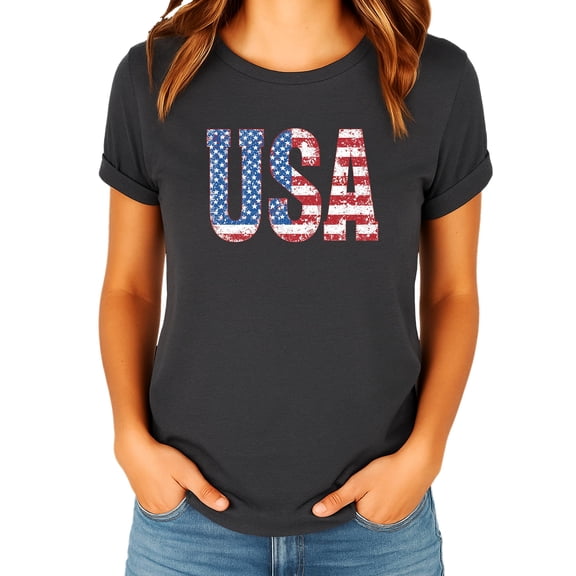 Distressed USA Flag Shirt for Women, Men, Youth and Toddler Boys and Girls Matching 4th of July Tee Dark Gray Heather Shirt Adult X-Large