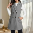 thumbnail image 7 of APEXFWDT Women's Long Wool Blend Vest Notched Collar Double-Breasted Sleeveless Trench Jacket Fashion Fall Vest for Office Matching,XL,Gray, 7 of 7