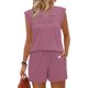 thumbnail image 5 of Mujeres de Color Sólido Manga Corta Delantera Plisada Cuello Redondo Y Pantalones Cortos para Yoga, Correr, Entrenamiento, Fitness Y Uso Diario, 5 of 8