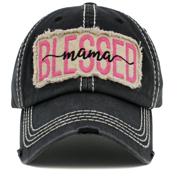 Blessed Mama Distressed Vintage Washed Baseball Cap Womens