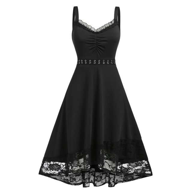 Vestido Talla Extra Panel Encaje Transparente Sin Mangas Rosegal Vestidos casuales de talla grande