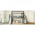 thumbnail image 5 of Full Size Loft Bed with Slide & Stairs - Metal Playhouse Bed, House-shaped Roof, Storage Shelves & Noise-free Design,Black, 5 of 18
