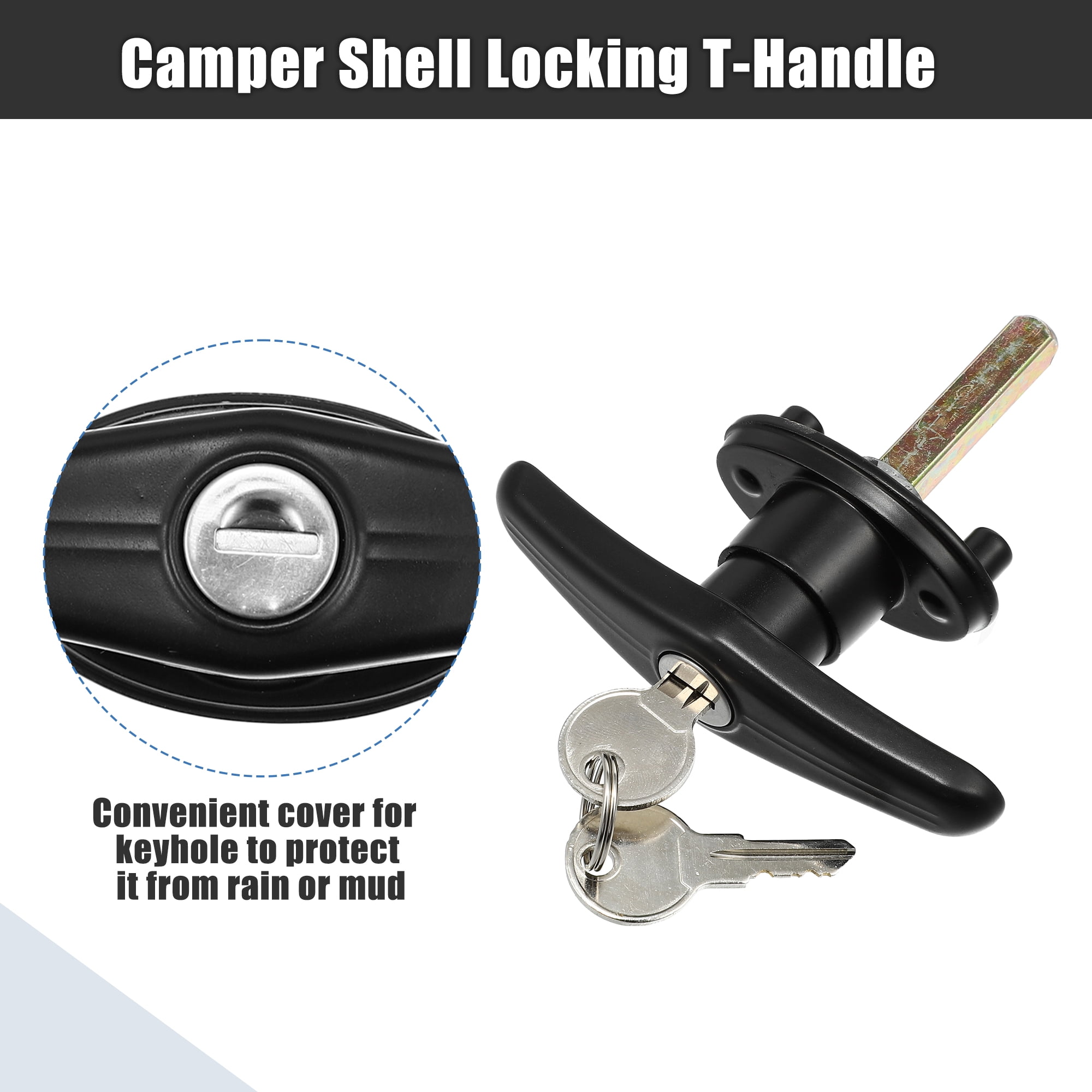Unique Bargains Truck Cap Locking T-Handles for Pickup Truck Cap Camper Shell 2 Keys 1 Set