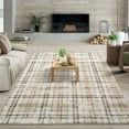 thumbnail image 4 of FairOnly Beige 9'x12'Irregular Grid Washable Indoor Area Rug for Bedroom Low Pile Stain Resistant Modern Rug for Living Room Kitchen Laundry, 4 of 7
