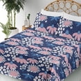 thumbnail image 3 of Ambesonne Garden Fitted & Flat Sheet with Shams 4 Pcs Set, Chamomile Wildflower Plot, King, Dark Violet Blue and Rose, 3 of 5