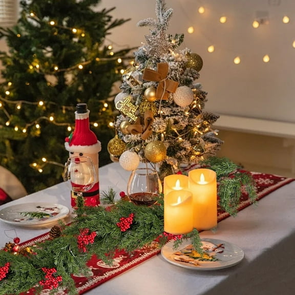 Norfolk Style Berry Accent Vine Garland with Soft Texture Festive Home Decor Piece for Fireplace Tabletop Indoor Outdoor Christmas Party Celebration