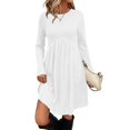 thumbnail image 2 of Long Sleeve Sweater Dress Casual Spring Dresses 2026 V-Neck High Waist Babydoll Tunic Mini Dress with Pockets, 2 of 6