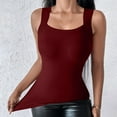 thumbnail image 6 of qolati Womens Padded Tank Tops Double Lined Built in Bra Sleeveless T-Shirts Square Neck Longline Sports Bra Slim Fitted Basic Camisole Vest Tees Wine S, 6 of 9
