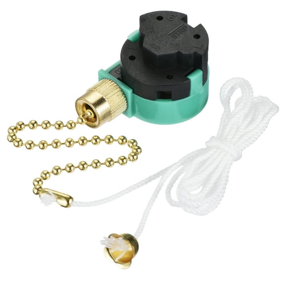 Pull Chain Switch 3 Speed with String for Ceiling Fan Lamp Green Gold