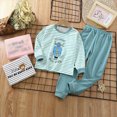 thumbnail image 4 of TOWED22 Toddler Baby Boy Fall Winter Outfits Print Crewneck Sweatshirt Casual Pants 2Pcs Clothes Set Size:2-3 Y,Color:Mint Green, 4 of 4