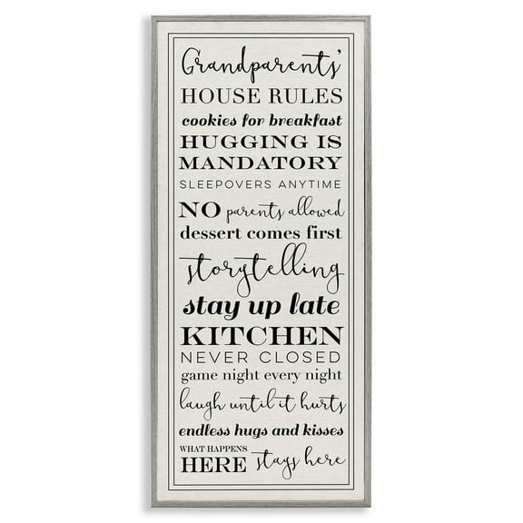 Stupell Industries Grandparents House Rules, 13 x 30,Design by Daphne Polselli