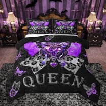 jejeloiu Queen Bedding Comforter Set,3D Diamond Butterflies Twin Comforter Sets,Leopard Print Bowtie Bedding Set For Girls,Ultra Soft Home Decor Reversible,2-Piece