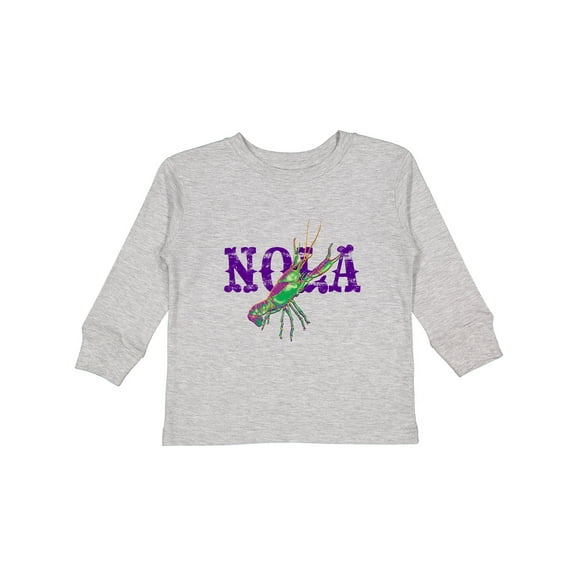 Inktastic NOLA Mardi Gras Crayfish in Purple Boys or Girls Long Sleeve Toddler T-Shirt