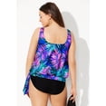 thumbnail image 2 of Swimsuits For All Women's Plus Size Scoop Neck Relaxed Fit Side Tie Blouson Tankini Top, 2 of 3