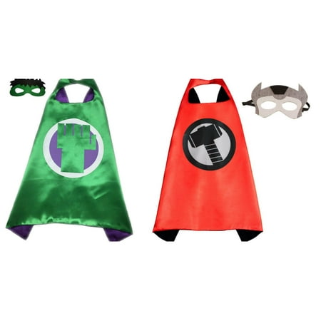 Hulk & Thor Costumes - 2 Capes, 2 Masks with Gift Box by Superheroes