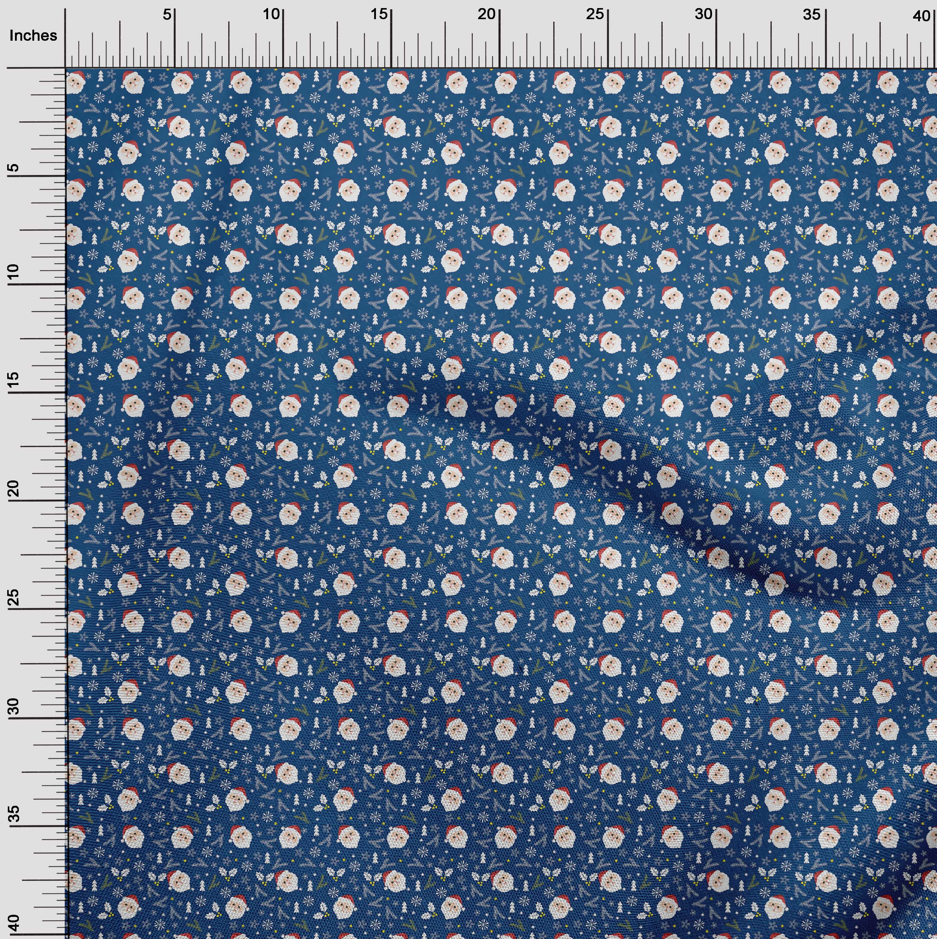 oneOone Cotton Jersey Blue Fabric Christmas Dress Material Fabric Print Fabric By The Yard 58 Inch Wide-AW