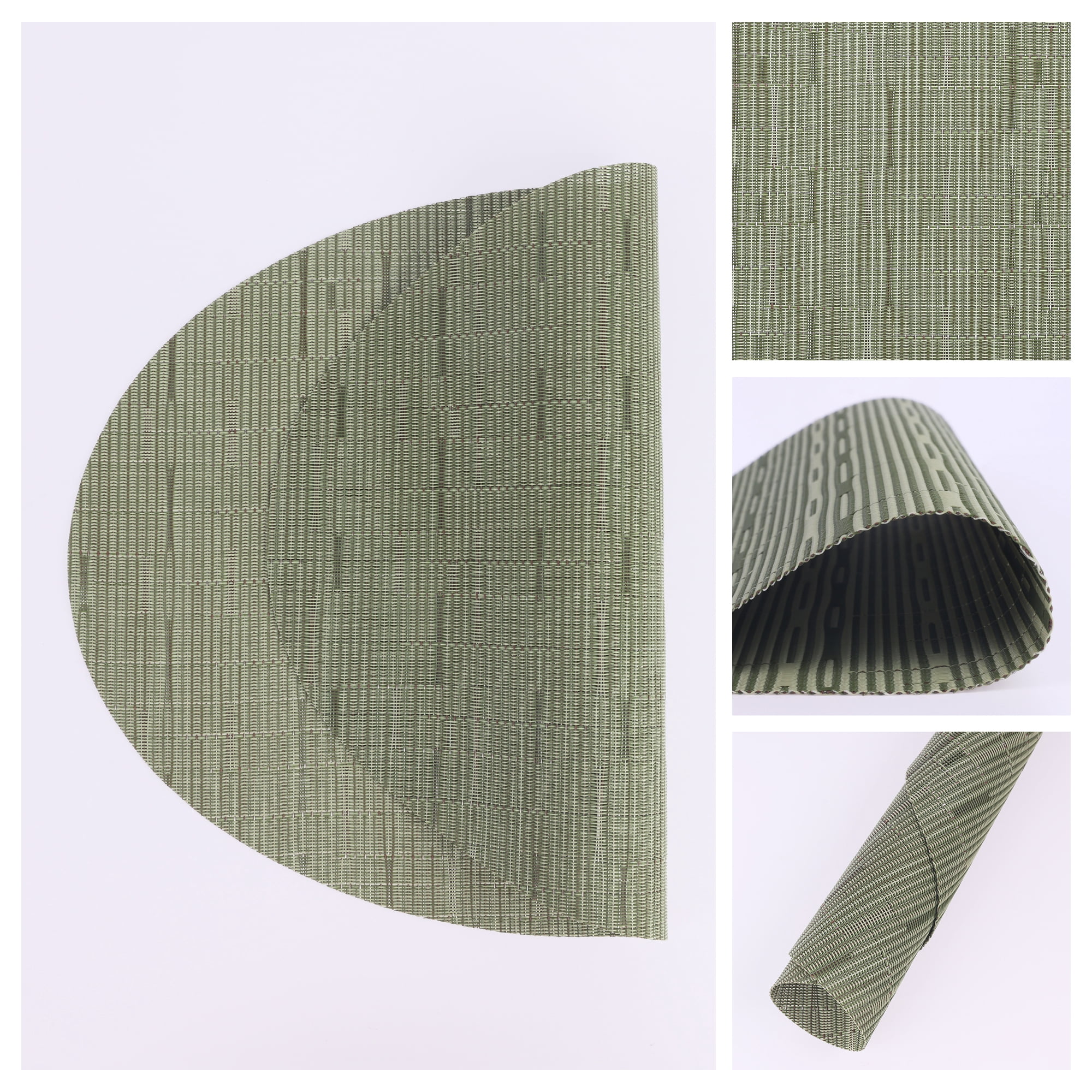 REGALWOVEN Placemats Set of 6 Oval Placemats for Kitchen Dining Table Decor Table Placemats Wipeable Table Mat Green 18*12.5Inch