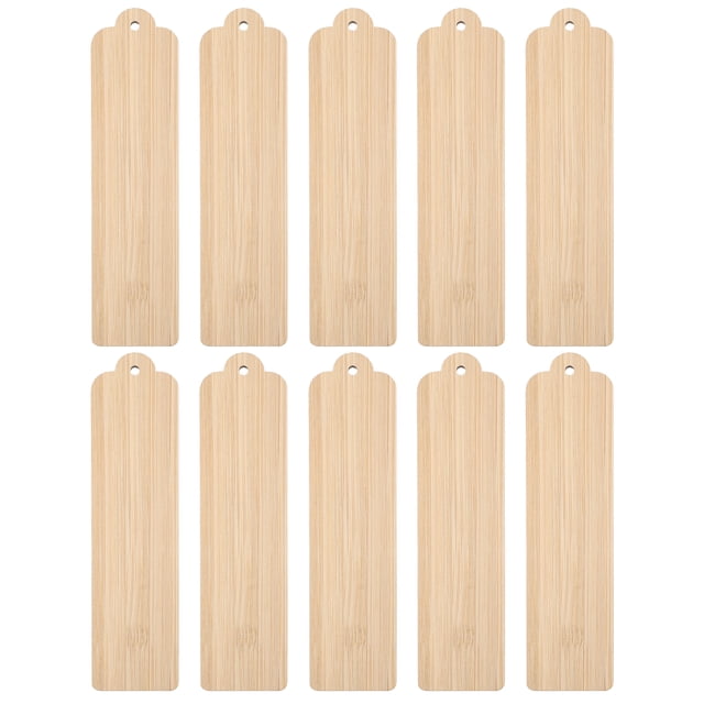 10pcs Wood Blank Bookmarks Unfinished Wood Tags Creative Wooden Craft Bookmarks