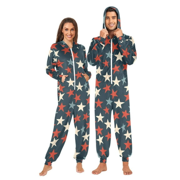 joogoo Stars Retro Unisex Adults Onesies Pajamas Jumpsuits L