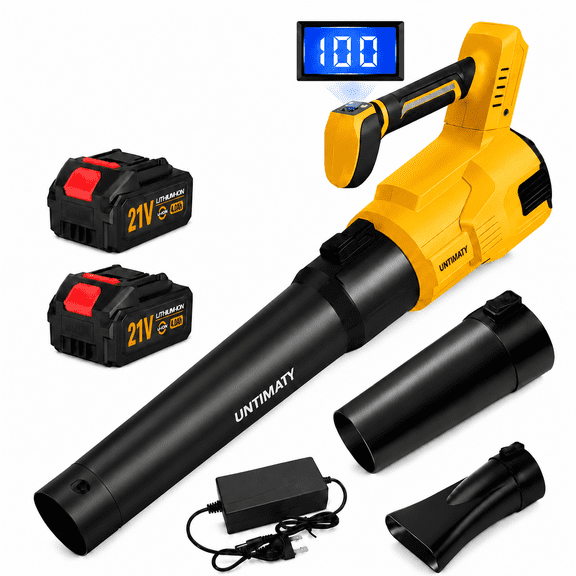 UNTIMATY 500 CFM Cordless Leaf Blower for Lawn Care 200 MPH Battery Leaf Blower with 2 x 4.0Ah Battery, Brushless Motor, 3 Variable Speeds, Yellow