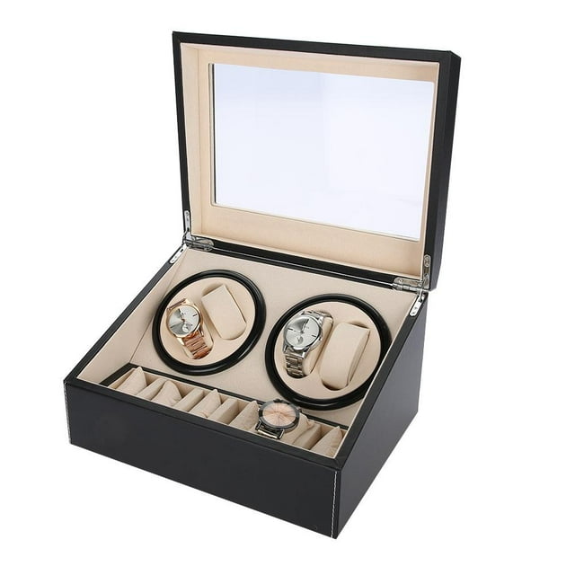 Garosa Watch Winder for 4 Automatic Watches + 6 Grids Watch Storage Case Quiet Motor Multiple Rotation, Automatic Watch Winder, Watch Winder 4