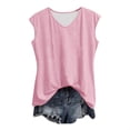 thumbnail image 4 of ZOHIUM Summer Clothes for Women Women's Clothes Women's Summer Solid Color Tank Top V Neck Sleeveless T Shirt Top Women's Tops （Pink,XL), 4 of 4