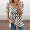 thumbnail image 2 of Palestinian Hatta Kufiya Folk Pattern Womens Summer V Neck Zipper Top Short Sleeve T Shirt Off Shoulder Top Casual Classy Loose Shirts, 2 of 7